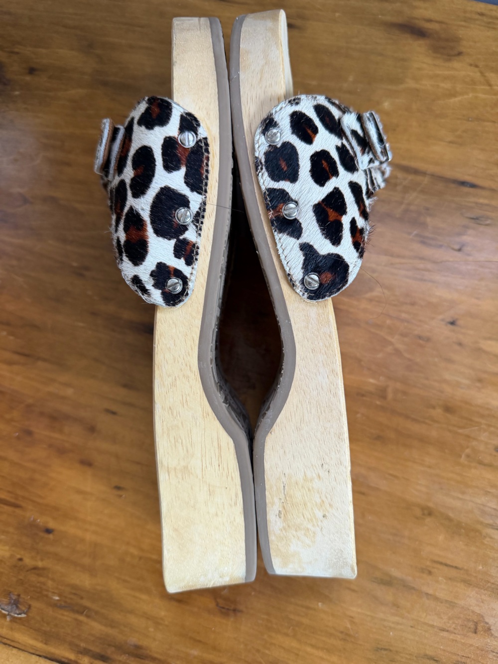 Dr Scholl’s  sz 10 Leopard Print Wooden Slide Sandals - Women - Picture 5 of 8